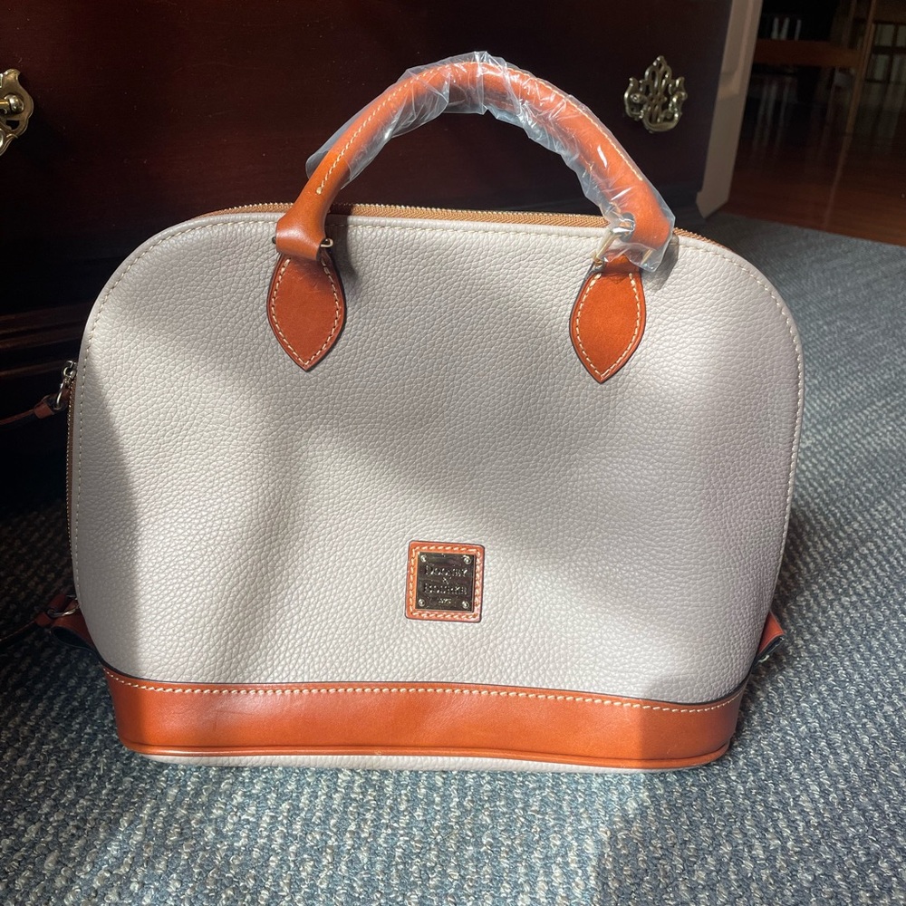 Dooney & Bourke Cream and Brown Satchel